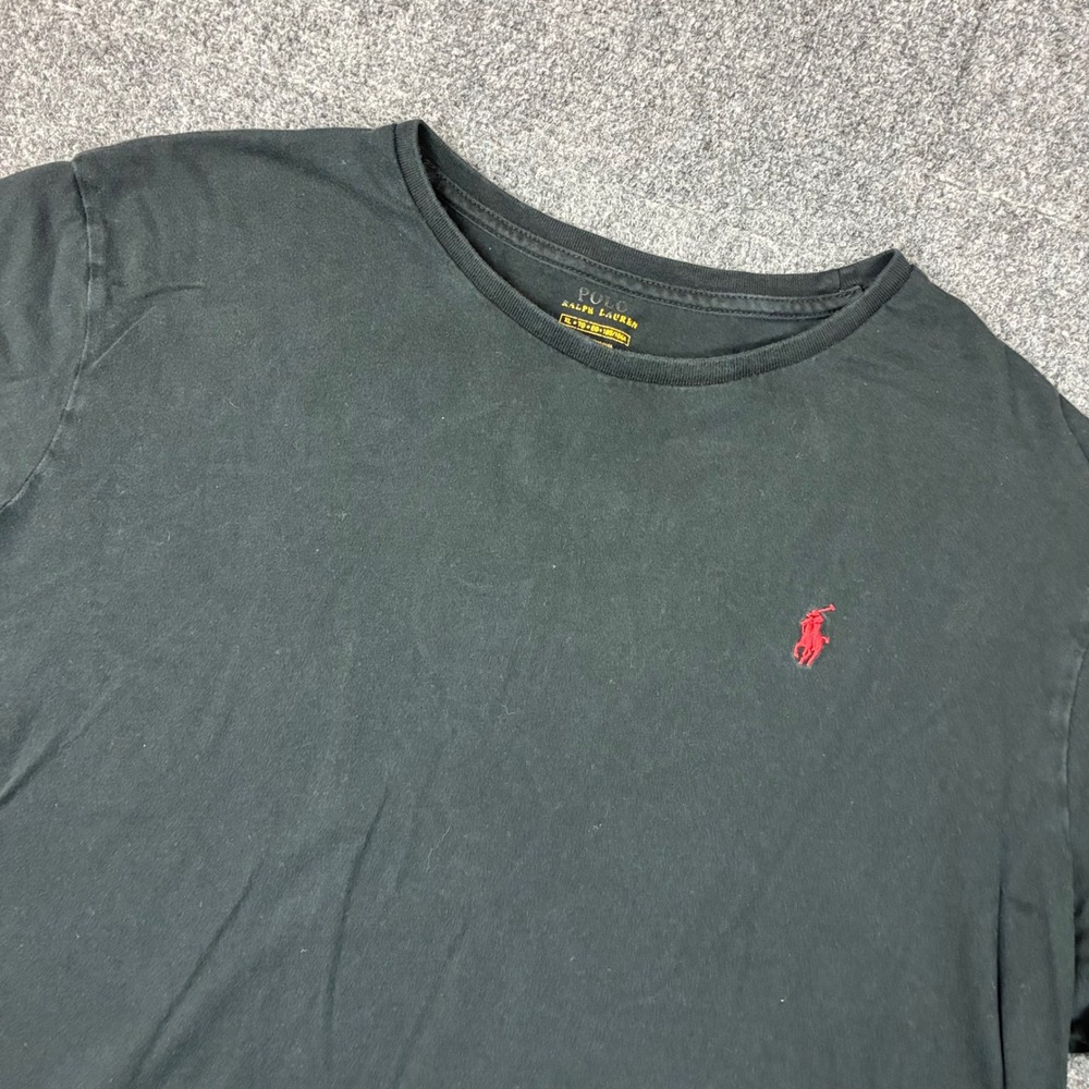 Polo Ralph Lauren Mens Size XL Black Short Sleeve Crewneck T-Shirt Red Pony Logo
